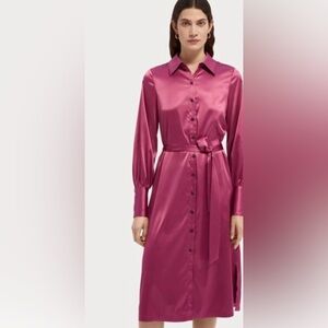 Scotch and soda pink/purple xs silk tie dress
